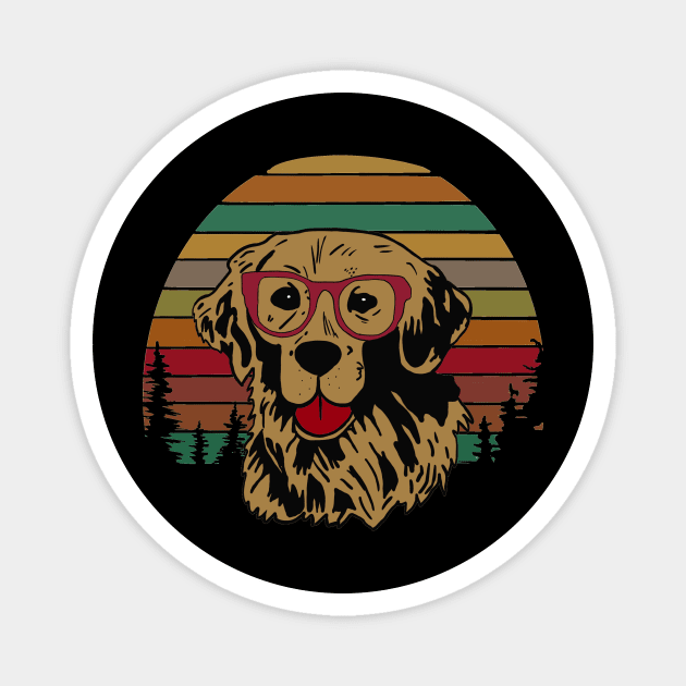 Golden Retriever On Earth Tone Sunset Magnet by MillerDesigns